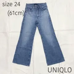 UNIQLO ハイライズフレアジーンズ ワイドパンツ 24 S ハイウエスト