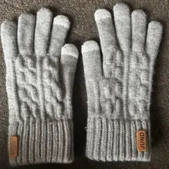 JUNDグレー ケーブル編み 手袋