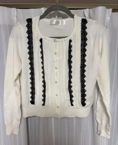 toccocloset カーディガン 白 レース パール