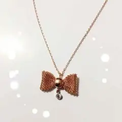 ピンクゴールド＊リボンネックレス