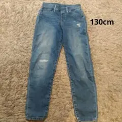 ユニクロ 130cm ストレッチダメージデニム 女の子