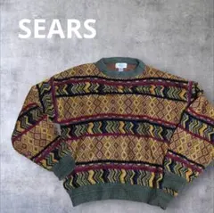 古*ん様 90s Sears 総柄ニット M アクリル 古着 coogi風 現状のサムネイル
