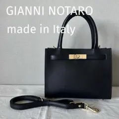 〔美品〕 GIANNI NOTARO 2way ショルダー バッグ ブラックのサムネイル