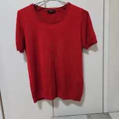 COMME CA ISM レッド 半袖 ニット Lサイズのサムネイル