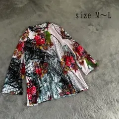 花柄トップス シアートップス 総柄トップス トップス 花柄 シアー M L