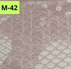 M-42 未着用 薄いピンク系 草木模様 着物 はぎれ 正絹 生地 素材 ハギレ