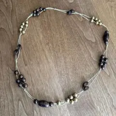 ネックレス ゴールド&ブラウンビーズ