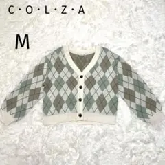 C・O・L・Z・A コルザ ニット カーディガン アーガイル柄 グリーン M