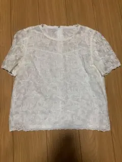 レリアン　ホワイト レース 半袖 ブラウス