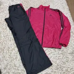 adidas ウィンドブレーカー 上下セット ピンク×ブラック