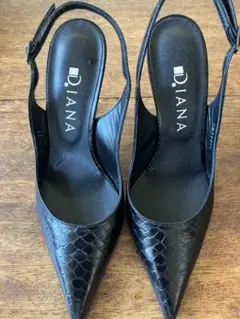 D.IANA 黒 スリングバック 高ヒールパンプス