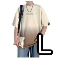 tシャツ メンズ 夏服 半袖 グラデーション ゆったり　カジュアル　シンプル　L