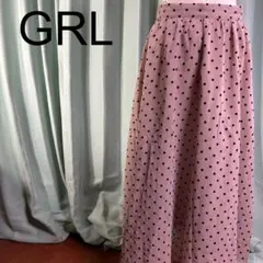 グレイル ロングフレアスカート ドット柄 後ろゴム入り ブラウン系 エレガント