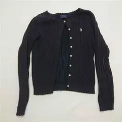 ▲ポロ ラルフローレン ケーブル編みカーディガン ネイビー系 Lサイズ