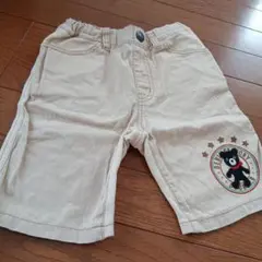 ベージュ ハーフパンツ キャラクター刺繍付き