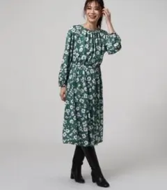 アンタイトル ワンピース グリーン 花柄