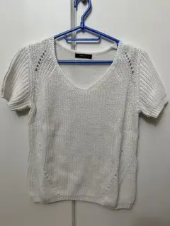 コムサイズム 白半袖ニット