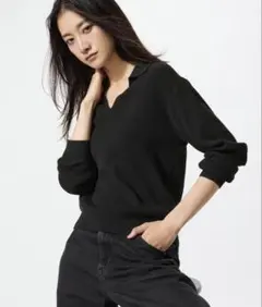 オンライン限定サイズ　UNIQLO　ウォッシャブルミラノリブニットポロセーター