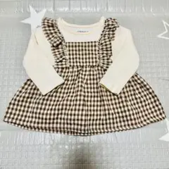 フリル付きチェック柄トップス 80cm