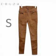 コルザ ハイウエスト ストレッチ スキニーデニム パンツ 茶 S