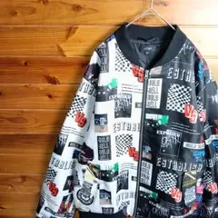 ジャンパー　ブルゾン　ストリート　カジュアル　アシメ　クレージーパターン　Y2K