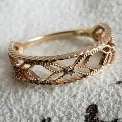 ダイヤモンド♡11号 人気【アガット】K10ゴールド 透かし ダイヤモンドリング