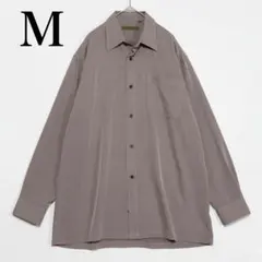 【M】メンズ 長袖シャツ 前開き 胸ポケット 無地 刺繍ワンポイント