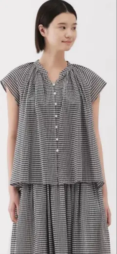 無印良品　強撚ボイル　フレンチスリーブブラウス　Mサイズ