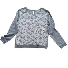 CETTE DE SOL 花柄刺繍 長袖トップス M グレー