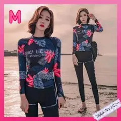 リゾートで着たい！*☆*リーフ柄　ラッシュガード　3点　Mサイズ*☆*