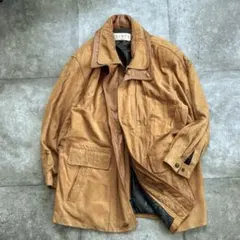 80s 90s Vintage ラムレザー　コート　スエード　本革　総柄　古着のサムネイル