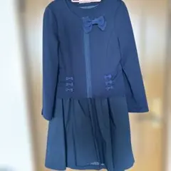 ネイビー リボン付き ワンピーススーツ