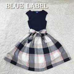 美品 ブルーレーベルクレストブリッジ ドッキングワンピース リボン付