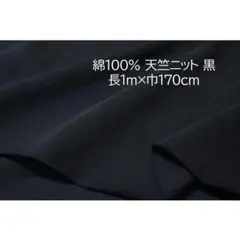 度詰め天竺ニット 生地 黒 長1ｍ 巾170cm