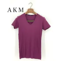 B0635/極美品【Sサイズ】AKM/Tシャツ/カットソー/紫/リヨセル/リブのサムネイル