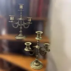 フランス】ヴィンテージ 3本立て 真鍮 燭台 キャンドルホルダー - メルカリ
