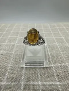 ☆中古美品☆ 天然アンバー ヴィンテージ シルバー琥珀リング（SILVER刻印）