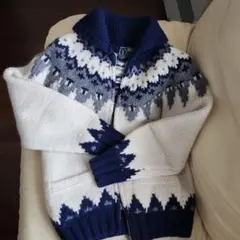 ノルディック柄ジッパー付きニット ジャケットセーター