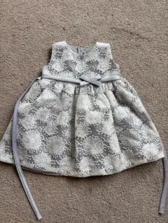 グレー 花柄刺繍 ノースリーブワンピース