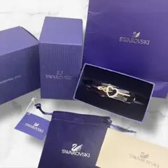 スワロフスキー バングル ブレスレット インフィニティ ハート ローズゴールド