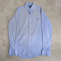 k*o様 ポロ　ラルフローレン　カスタムフィット　ストライプ　長袖シャツ　ブルー