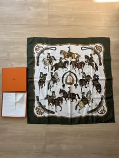 【最終価格】エルメス HERMES スカーフ カレ90 シルク 乗馬風景 馬