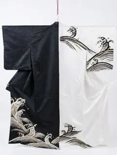 着物　踊り用着物　単衣　夏用着物　バチ衿　白、黒　和装のサムネイル