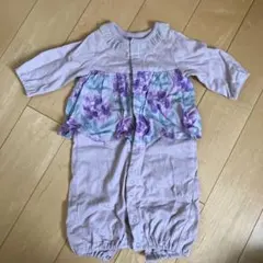 薄紫色 フラワープリントロンパース