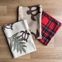 フリースブランケット　3枚　まとめ売り　ハワイアン柄　タータンチェック
