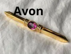 ビンテージ　Avon　アメジストカラー　ブローチ　ゴールド　エイボン