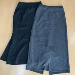 ブラック＆グレー ロングスカート 2点セット