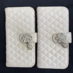 【訳あり】手帳型iPhoneケース　SE2世代目　キルティングホワイト　セット
