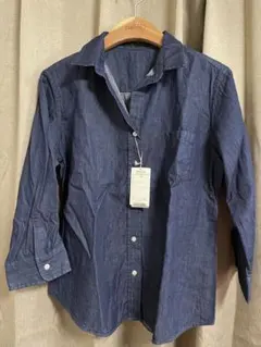 【タグ付き品】インディゴ染め七分袖シャツ COMME CA ISM