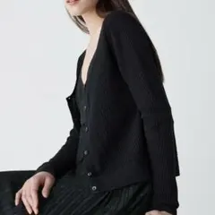 UNIQLO C レースラウンドネックショートカーディガン ブラック　M